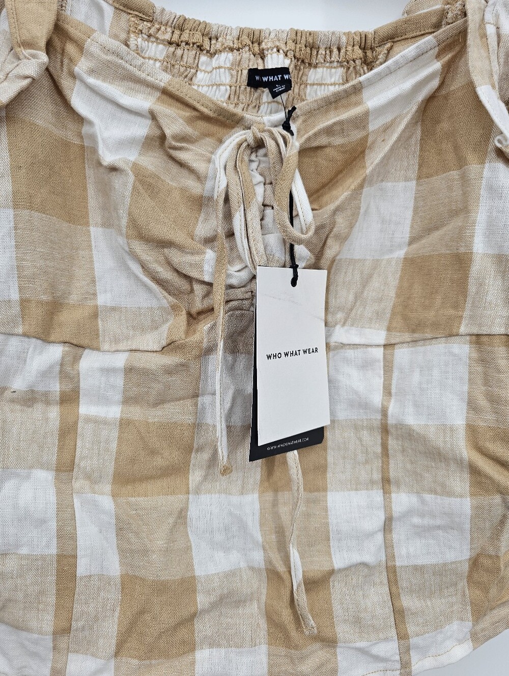 Plaid Top Large Linen Blend NWT - Picture 9 of 15